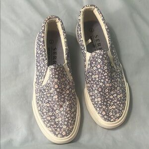 Serra Blue Floral Canvas Slip-Ons